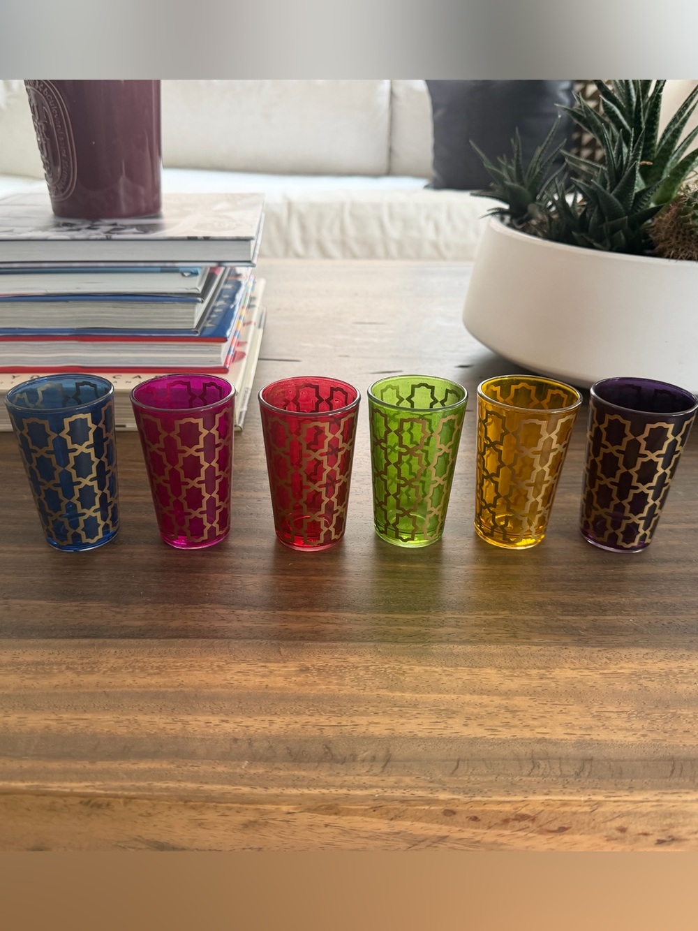 6 Colorful Moroccan Tea Glasses